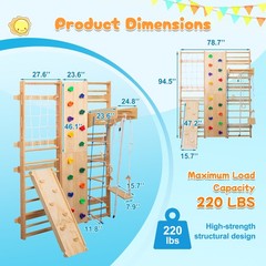 Wooden Slide And Climbing Wall For Toddlers 3+, Natural Wood, 176 Lbs Capacity
