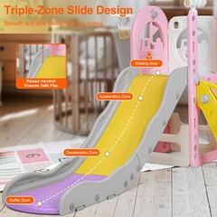 6 in 1 Toddler Playset Toddler Slide and Climber Playset, L-Shaped Kids Slide…