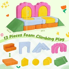 13-Piece Modular Foam Climbing Blocks Set for Toddlers – Floral Soft Play Str…