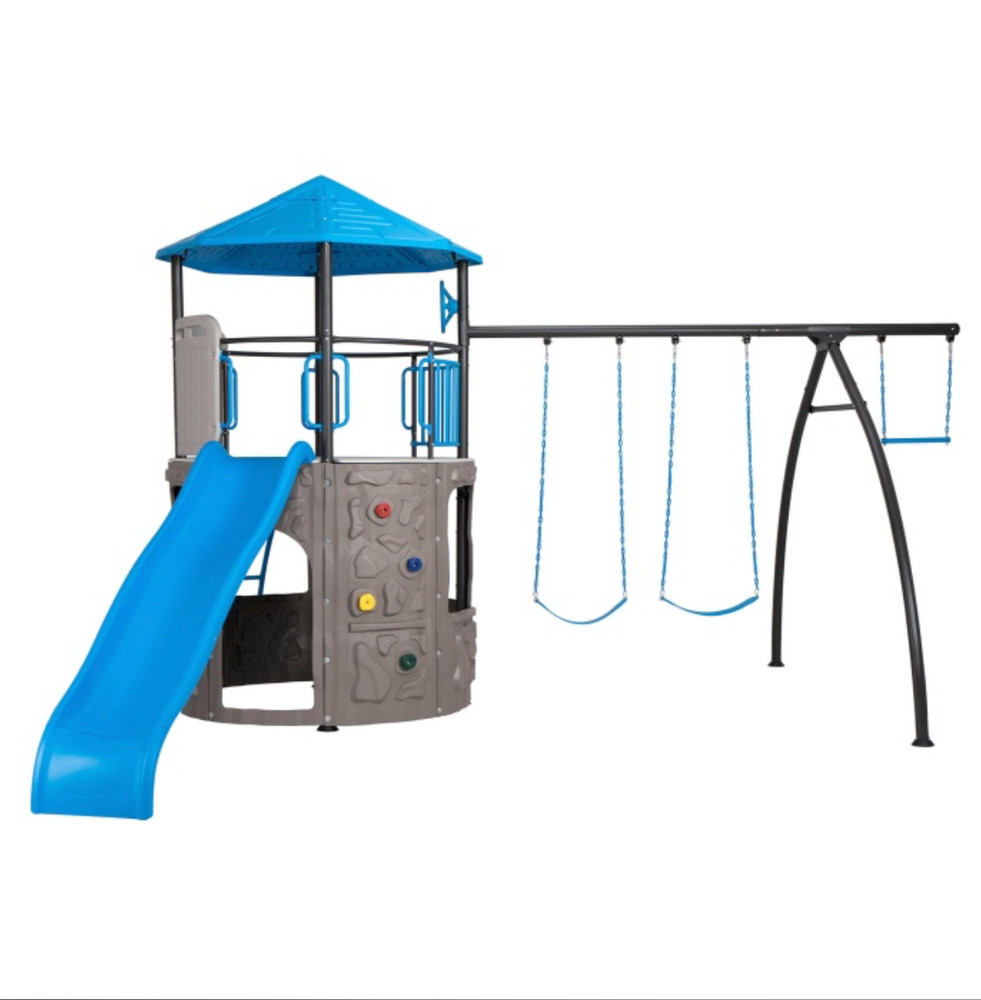 Lifetime 91208 Adventure Tower Playset Kids Outdoor Playground Slide Swingset