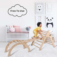 Climber Slide Kids Set Playground Foldable Wooden Montessori with Ramp Rocker