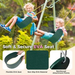DECORLIFE 2 Pack Swing Seats with 66″ Coated Chain Replacement Green 330lb