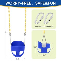 Take Me Away Toddler Swing – High Back Bucket Seat, Plastic-Coated Chains, Co…