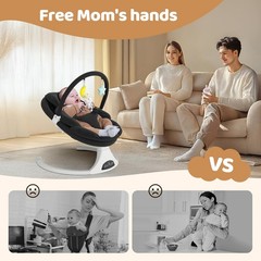 Electric Baby Swing Remote Control 5 Speeds Detachable Seat Black 0-6M