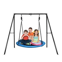 440lb Metal Swing Set Heavy Duty Frame Stand Backyard Kids & Adult w/40″ Swing