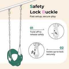 DECORLIFE Toddler Swing, Baby Swing Outdoor –High Back Full Bucket Green
