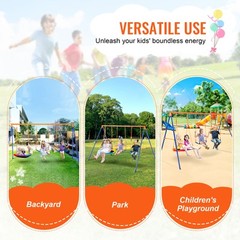 VEVOR Swing Sets for Backyard 1 Saucer 2 Belt Swing Seats A-Frame Metal Stand