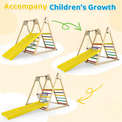 Indoor Jungle Gym, 3 in 1 Wooden Foldable Montessori Toddler Climbing Toys with