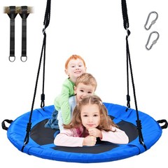 40 Inch Blue Saucer Tree Swing Set for Kids Adults Waterproof Flying Swing Seat