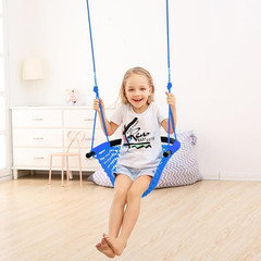 Adjustable Hand-Knitting Toddler Swing Seat for Indoor/Outdoor Use (Blue)