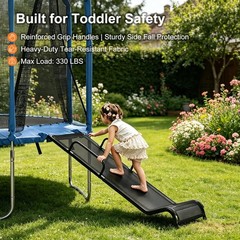 Universal Trampoline Slide 60″x20″ Slide with 2 Iron Plasticized Handles Buffer