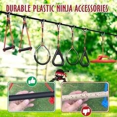 50 ft Ninja Warrior Obstacle Course for Kids with Tree Swing, Portable