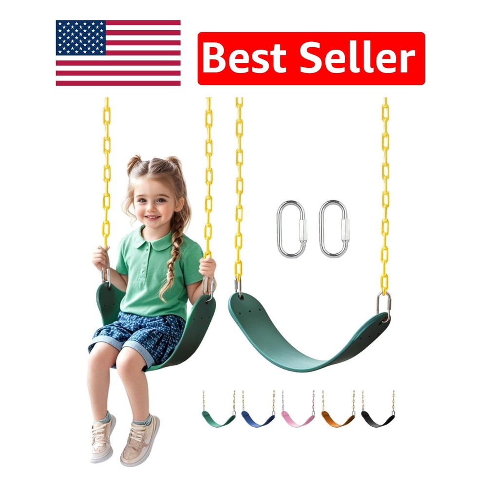Durable Green Kids Swing with Finger-Safe Design & 66” Chains for Playgrounds