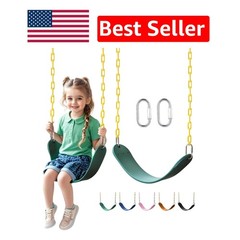 Durable Green Kids Swing with Finger-Safe Design & 66” Chains for Playgrounds