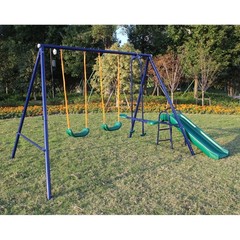 3 in 1 Swing Set With Belt Swing, Slide, Glider for Backyard