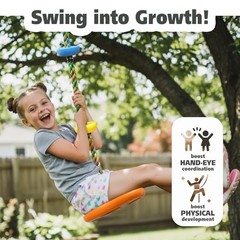 Tree Swing for Kids Rope Swing for Tree Climbing Rope Orange Disc Swing Seat