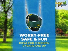 SWING SET STUFF HIGHBACK FULL BUCKET SEAT GREEN WITH CHAINS AND HOOKS play 0050