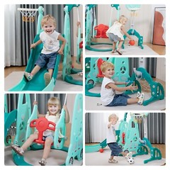 5 in 1 Toddler Slide and Swing Set, Indoor and Outdoor Kids Playset for Toddlers