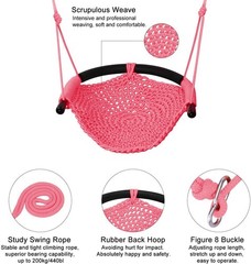 2 Pack Kids Swing Seat, Heavy Duty Rope, 440lbs Pink Outdoor Playground