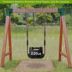 Heavy Duty Swing Seat W/ Adjustable Rope Plastic Tree Swing Seats Kids Black