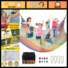 Heavy Duty Climbing Net for Kids – 9.9FT Double Layer Playground Safety Mesh, Tr