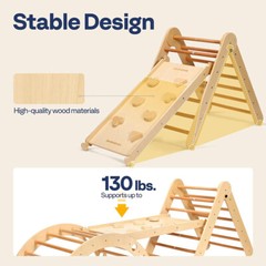 8 in 1 Pikler Triangle Set Wooden Climbing Toys for Toddlers Montessori Climbing