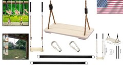 Adjustable Pine Wood Swing Seat with Hanging Straps – Outdoor Fun for All Ages