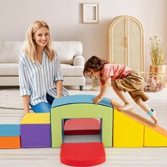 6 PCS Multi-color Climb and Crawl Activity Playset w/Tunnel Slide Stairs & Ramp