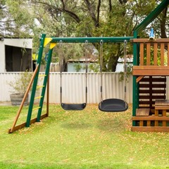 SELEWARE 2 Pack Heavy Duty Plastic Swing Seats with Adjustable Rope & Quick C…