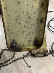 2 1960s Vtg Yellow Metal Flat Swing Seat w/original chain industrial decor