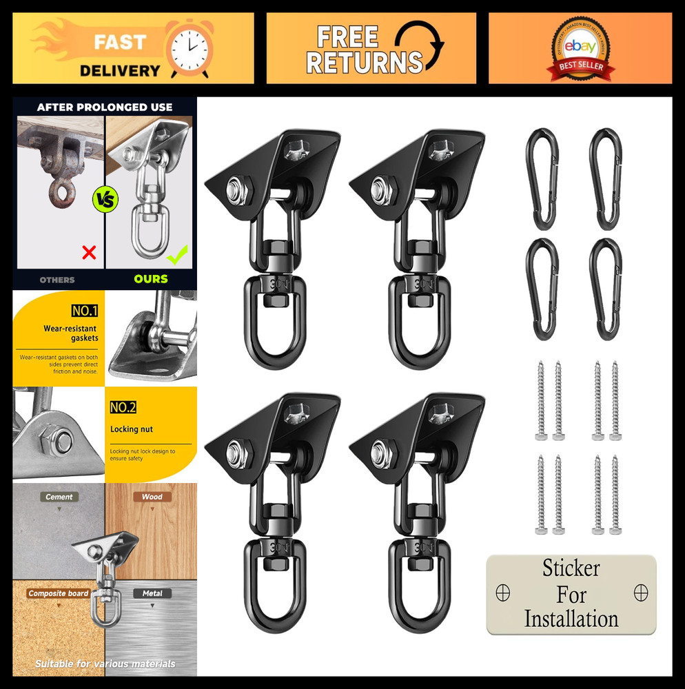 Heavy Duty Swing Hangers 2000 LB Capacity, 360° Swivel Stainless Steel, 2 Pack f
