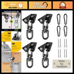 Heavy Duty Swing Hangers 2000 LB Capacity, 360° Swivel Stainless Steel, 2 Pack f