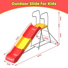 2-in-1 Kids Climbing Slide 76.4-Inch Smooth Slide Track Anti-Slip Steps Outdoor
