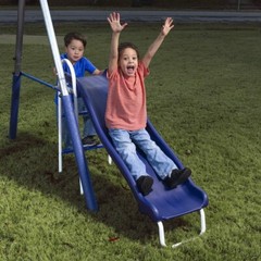 Galvanized Steel Free N’ Swing Play Set with Slide & See-Saw – 7 Child Capacity