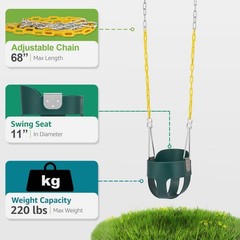 Sorbus Baby Bucket Swing 68inch, High Back, Support 220lb for Kids Outdoor Play