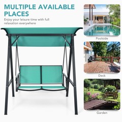 60x44x65in 2-Person Steel Patio Swing w/ Adjustable Weather-Resistant Canopy