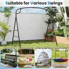 Metal Swing Frame, Porch Swing Stand with Extra Side Bars, 3-Ring Design, Heavy