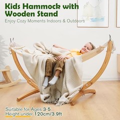 Wooden Hammock with Stand for Kids 3-5 Years (Height Wooden Hammock With Stand