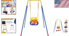 3-in-1 Toddler Swing with Adjustable Rope & 4 Sandbags – Indoor/Outdoor Use
