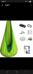 Grassmen Pod Swing for Kids, Sensory indoor/Outdoor, Ceiling Hook, Green