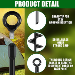 Heavy Duty 18″ Spiral Ground Anchors Kit for Tents, Sheds & Trampolines – 12 Pcs