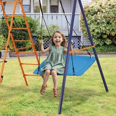6-in-1 Kids Swing Set Backyard Playground Set Metal Swings Set for Kids Outdoor
