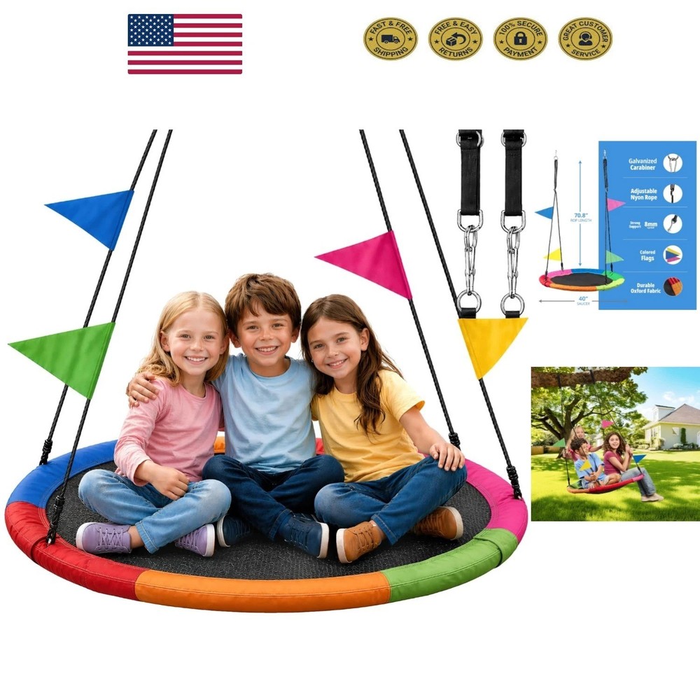 Family-Friendly 40 Inch Saucer Swing – Indoor/Outdoor Use for Kids & Adults