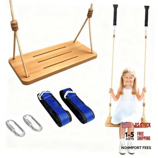 500LBS Waterproof Wooden Swing Seat Hermetic Oil Sealing for Outdoor Burlywood
