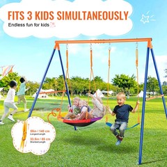 Uimoso Swing Sets for Backyard 1 Saucer 1 Belt Swing Seat A-Frame Metal Stand