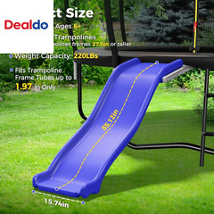 Plastic Trampoline Slide for 8-16FT, Heavy Duty Outdoor Slide for Trampoline, Sa