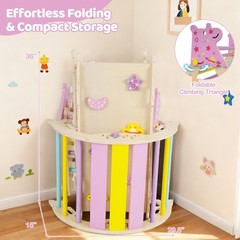 Triangle Set Wooden Montessori Climbing Set w/Arch Ramp Climbing Rope & Ladder