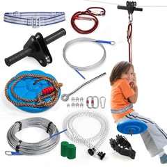 Zip Line Kit 120FT 400lbs Capacity with Retractors Disc Seat Kids