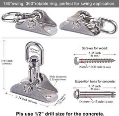 Stainless Steel Swing Hanger Heavy Duty Ceiling Mount 1000 LB Capacity Hang Rope