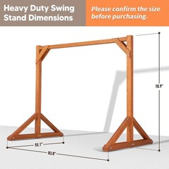 Heavy Duty Wooden Swing Frame for Adults Kids, Stable Frame Porch Swing Bench